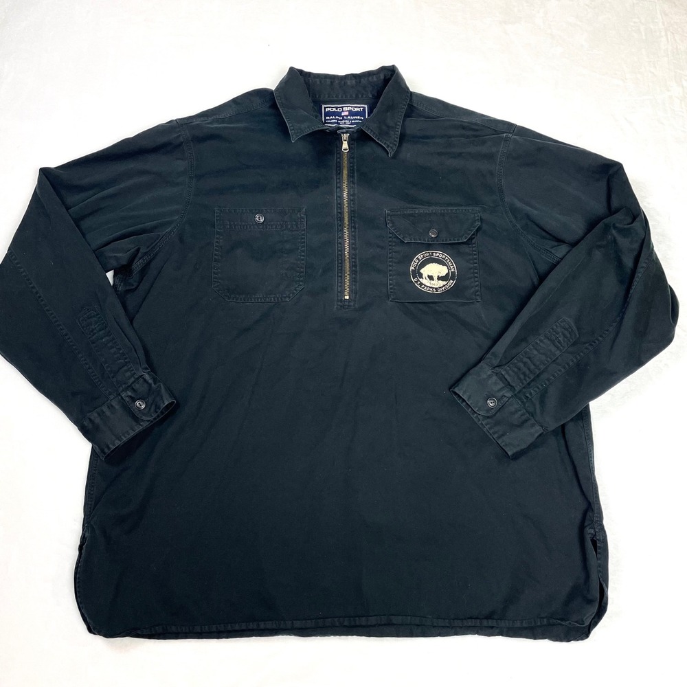 Polo Sport Ralph Lauren Cotton Pullover Men XL Black U.S. Parks Division Y2K